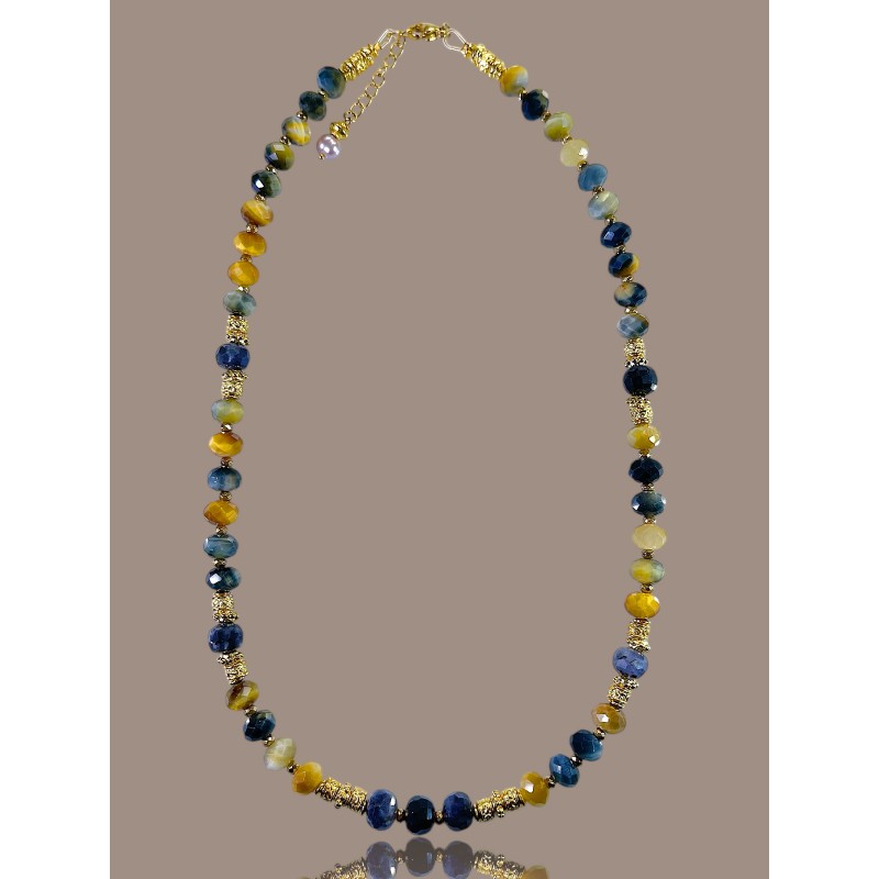 GASPARD Oeil de tigre bleu et jaune