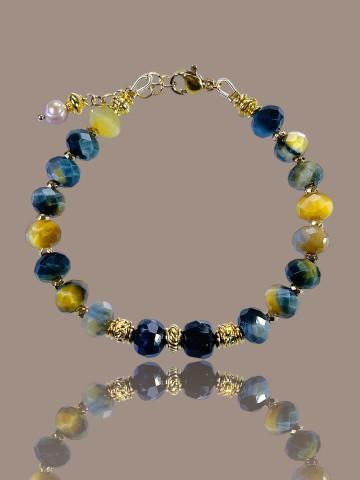 GASPARD oeil de tigre bleu et jaune
