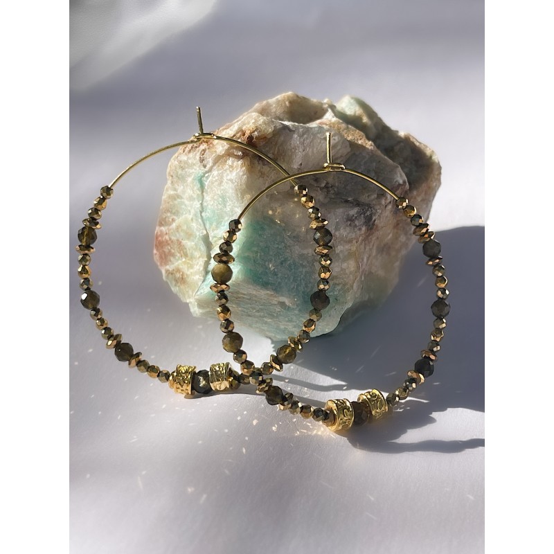Boucles MIA Obsidienne gold